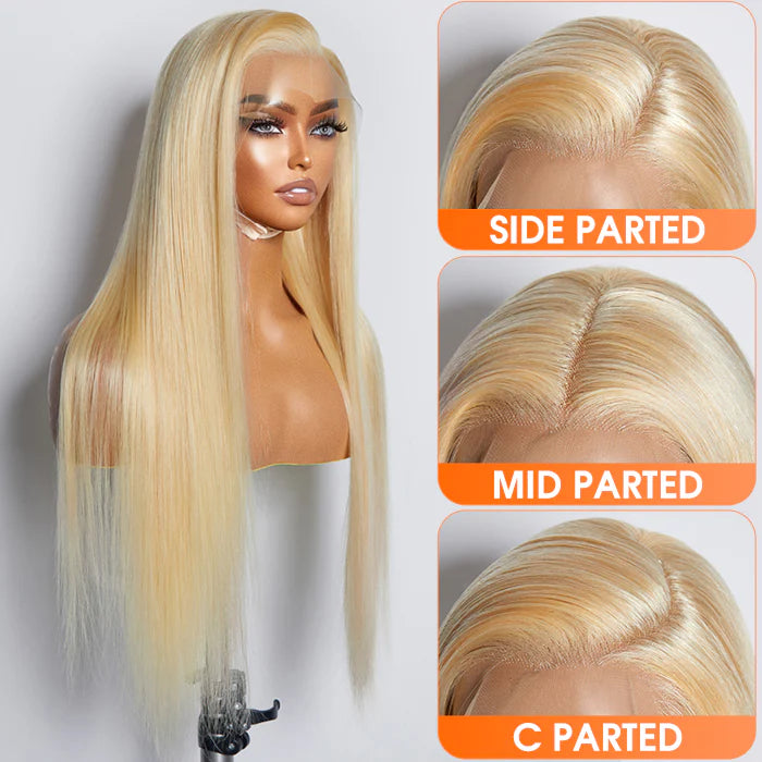✨ 150% Density 13x4 Pre-Plucked Lace Frontal Wig Straight #613 ✨