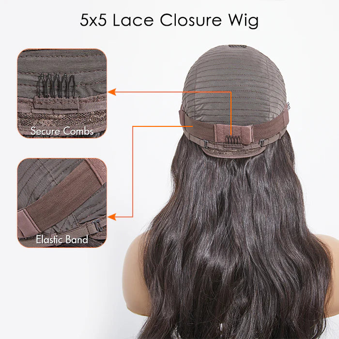 ✨ 180% Density 5x5 Glueless Lace Closure Wig Body Wave ✨