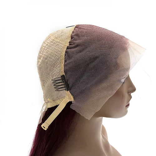 ✨ 150% Density 13x4 Pre-Plucked Free Part Lace Frontal Wig Straight Burgundy ✨