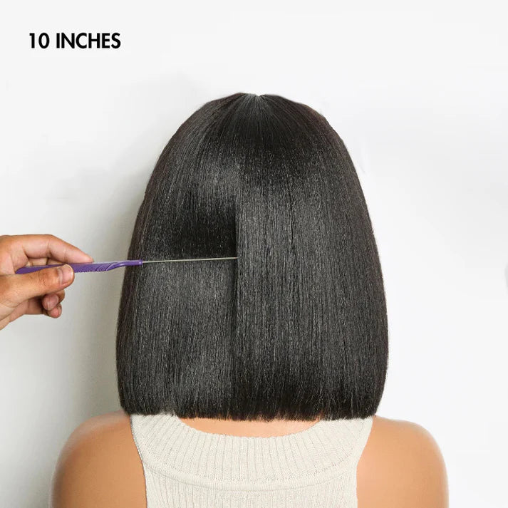 150% Density Put On and Go Layered Cut Minimalist Lace Bob Wig Yaki Straight